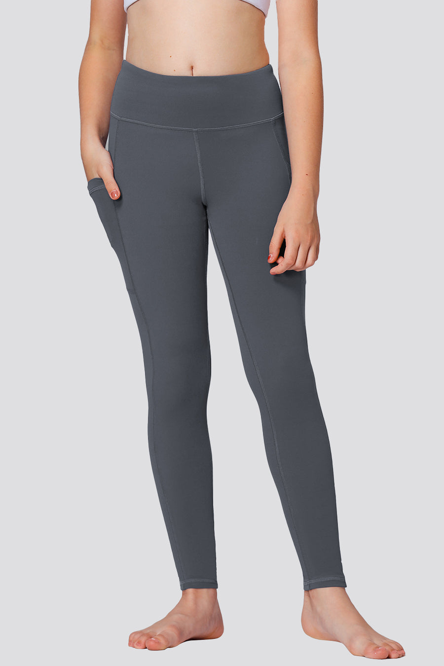 Girls leggings Charcoal front view