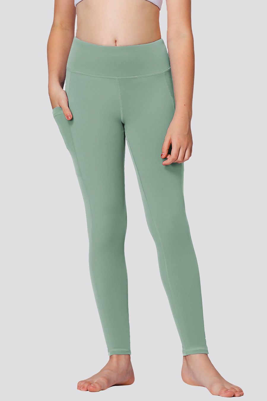 Girls leggings Green front view