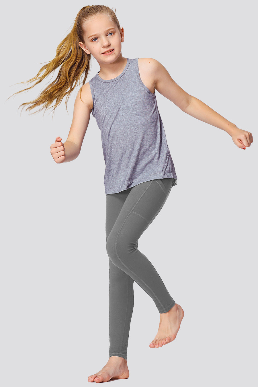 Girls leggings Grey front view