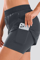 Gym shorts with phone pockets