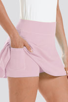 pleated tennis skirt pink pockets