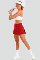 pleated tennis skirt red front view