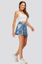 pleated tennis skirt Tie Dye Blue side view