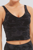 Black Leopard longline sports bra front view