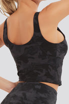 Black Leopard longline sports bra side view