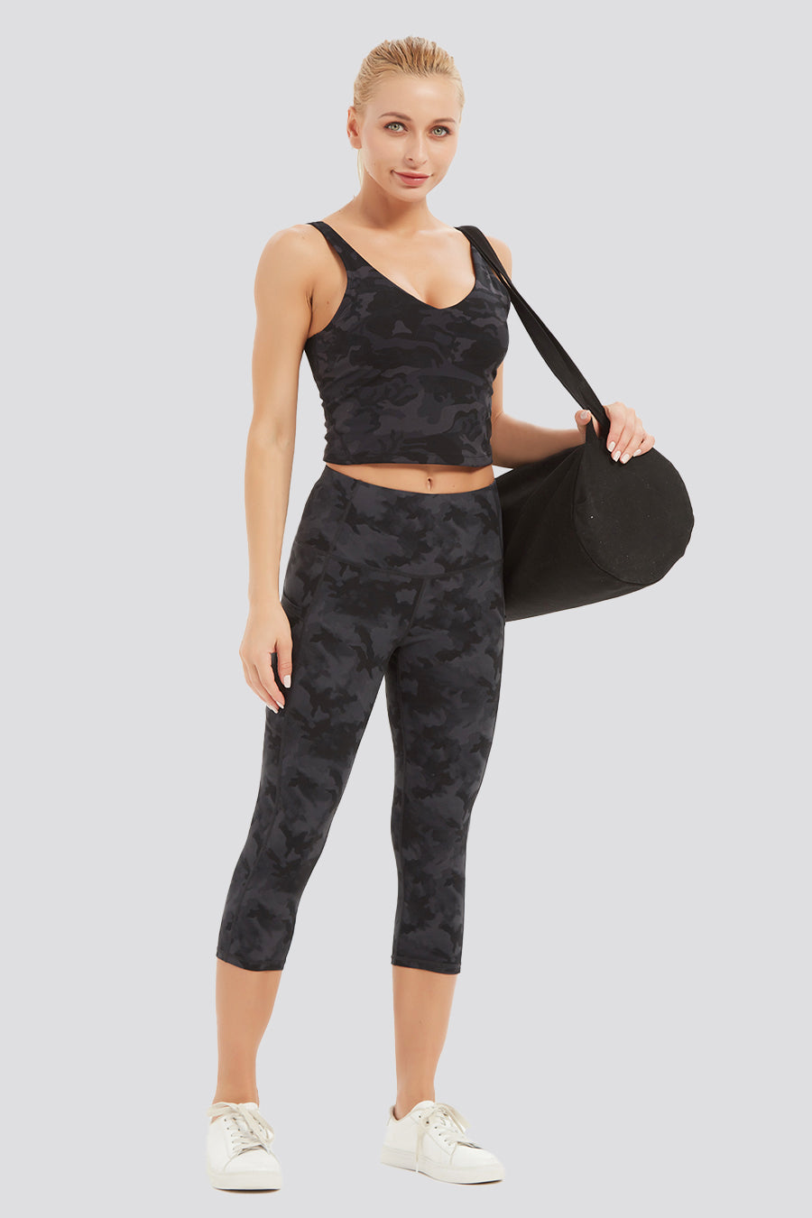 Black Leopard longline sports bra full-body