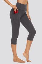 Charcoal capri yoga leggings side view