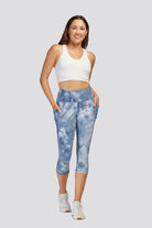 tie dye capri leggings Tie Dye Blue front