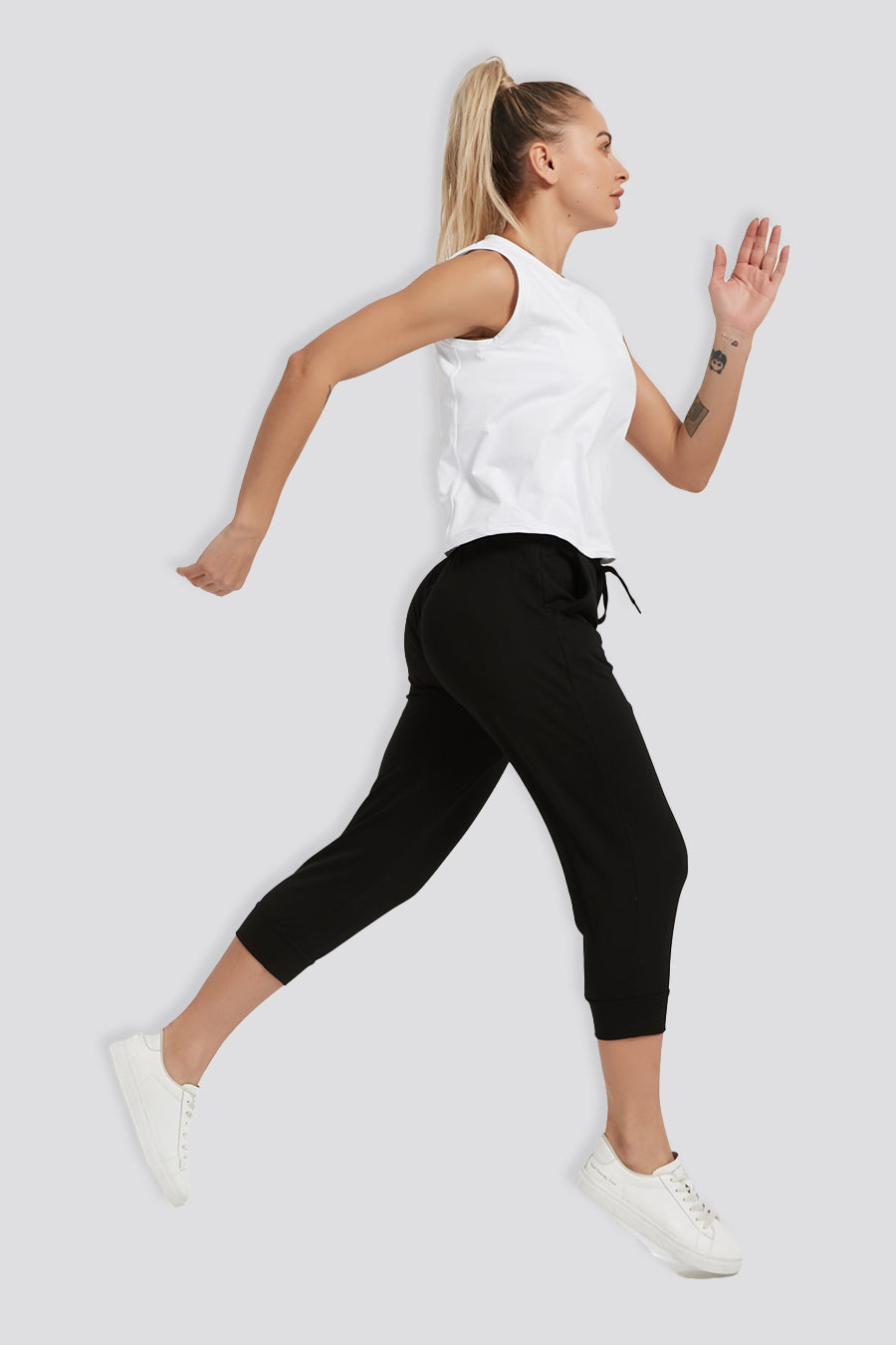 capri sweatpants black side view