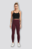 Deep Merlot soft yoga pants front view