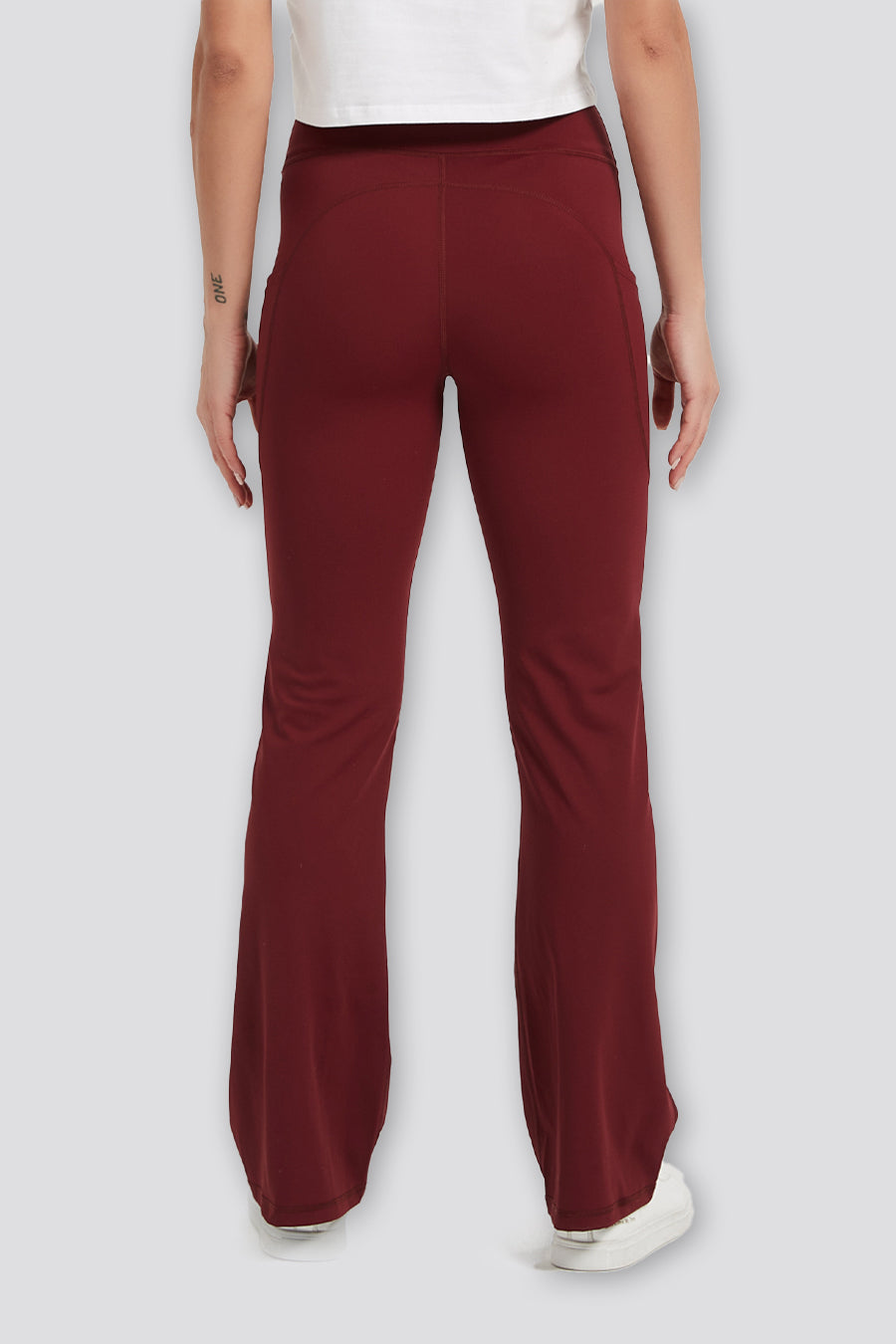 Women Bootcut Leggings Burgundy back view