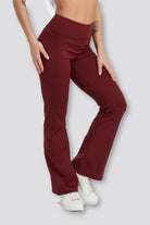 Women Bootcut Pants Burgundy side view