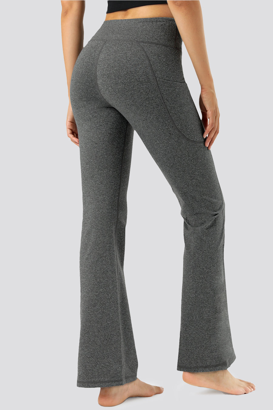 yoga flare pants Light Hemp Gray back