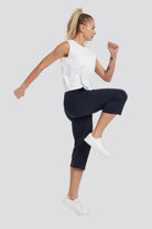 women capri pants Navy side view