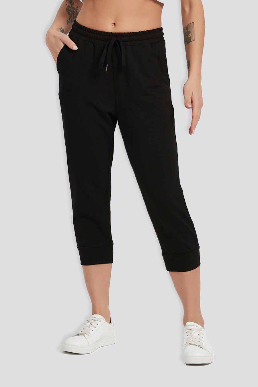 women's cotton capris black