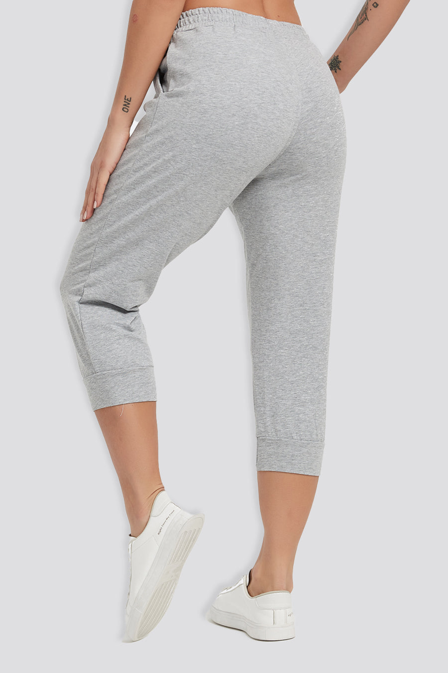 capri sweatpants Light Gray back view