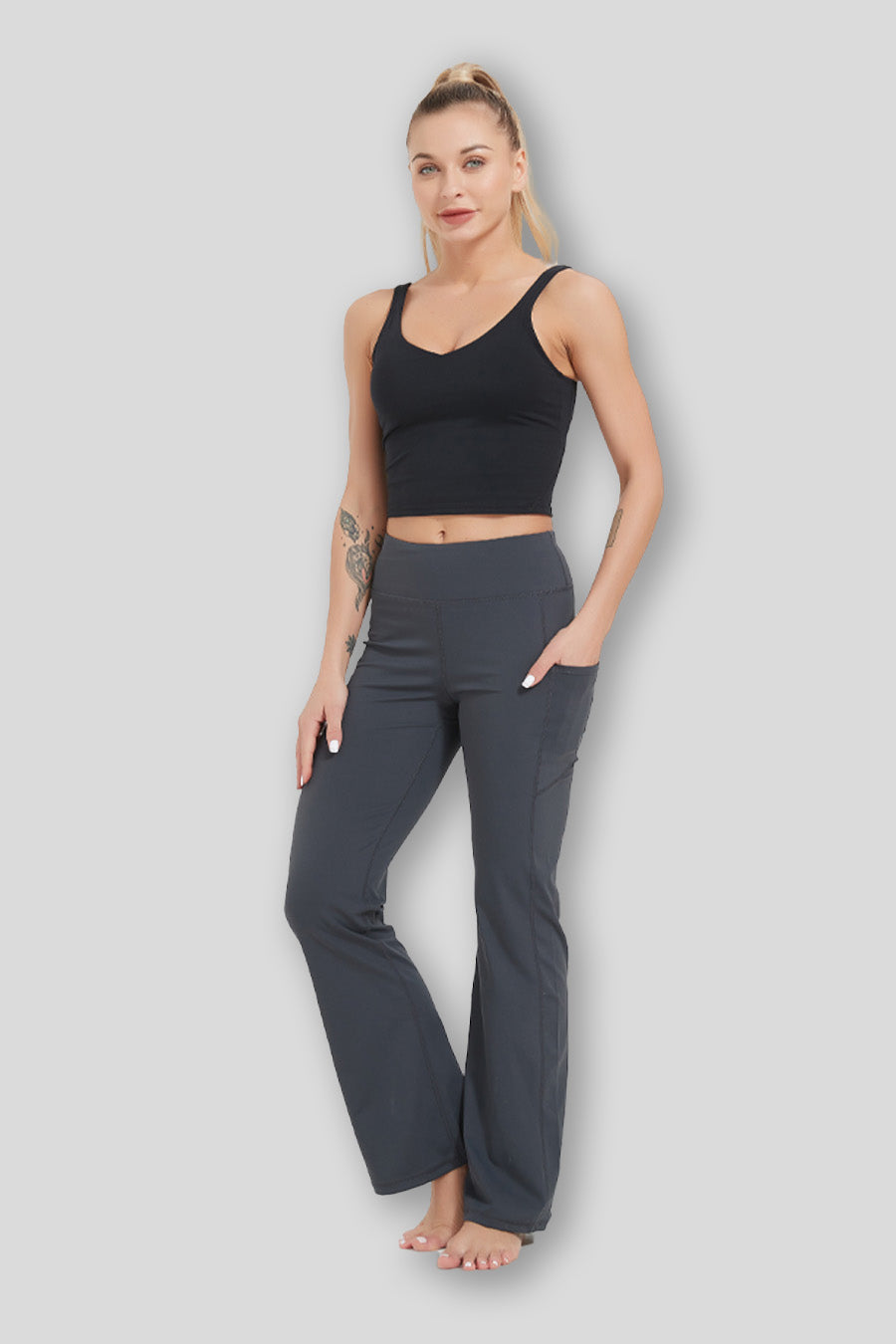 Women Bootcut Leggings Grey full view