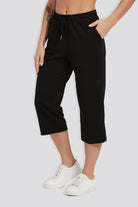 cotton capri pants Black front view